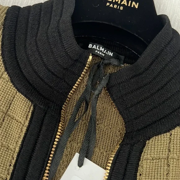 BALMAIN knit jacket army green size 34 - Picture 4 of 7
